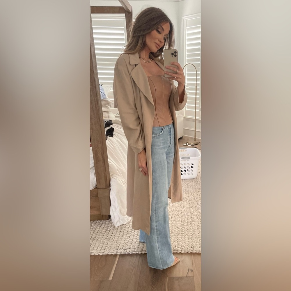 Zara Tan Long Blazer Coat